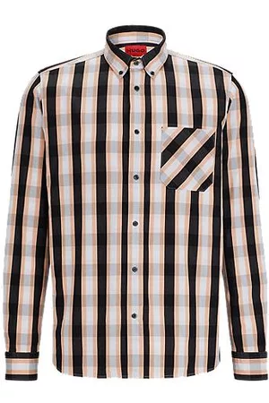 HUGO BOSS Man Rutiga skjortor - Relaxed-fit shirt in checked cotton poplin