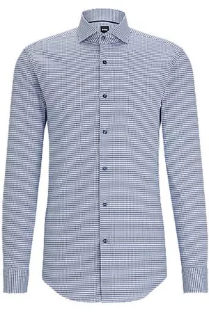 HUGO BOSS Man Casual skjortor - Slim-fit shirt in micro-structured stretch cotton