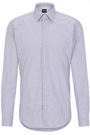 HUGO BOSS Man Rutiga skjortor - Regular-fit shirt in checked stretch cotton