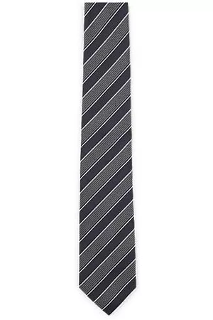 HUGO BOSS Man Slipsar - Diagonal-striped tie in silk jacquard