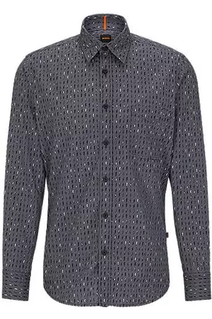 HUGO BOSS Man Casual skjortor - Regular-fit shirt in printed cotton poplin