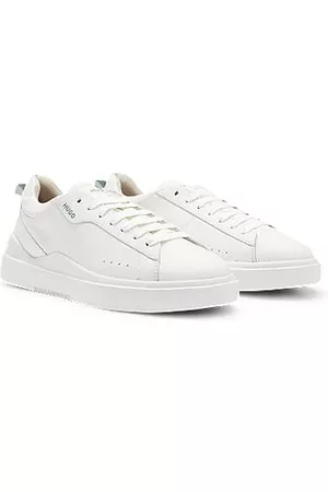 HUGO BOSS Man Sneakers - Leather trainers with branded quarter