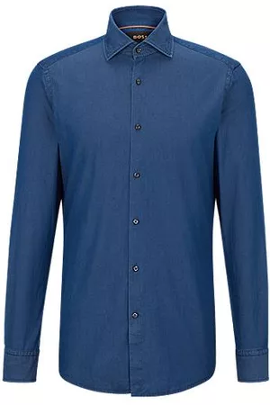HUGO BOSS Man Jeansskjortor - Slim-fit shirt in cotton denim