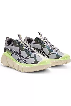 HUGO BOSS Man Sneakers - Mixed-material trainers with decorative reflective waves