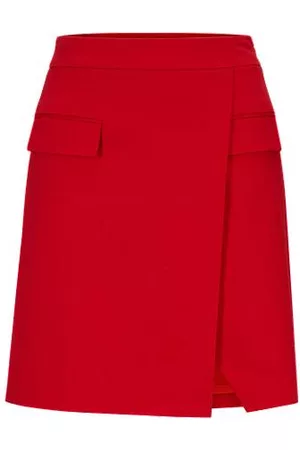 HUGO BOSS Kvinna Minikjolar - Wrap-effect mini skirt in stretch cotton