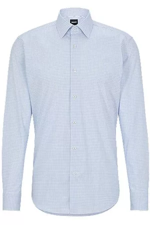 HUGO BOSS Man Rutiga skjortor - Regular-fit shirt in checked stretch cotton