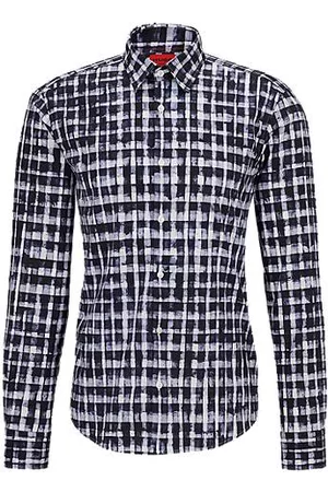 HUGO BOSS Man Casual skjortor - Slim-fit shirt in printed organic cotton with stretch