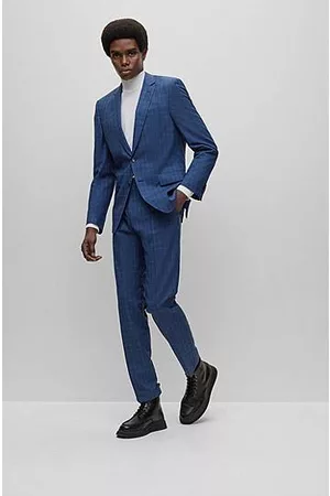 HUGO BOSS Man Kostymer - Slim-fit suit in checked stretch virgin wool