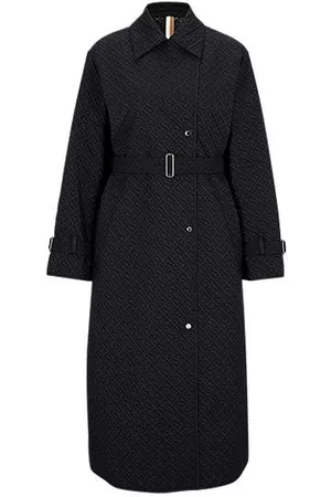 HUGO BOSS Kvinna Kappor - Water-repellent coat with logo quilting and adjustable belt