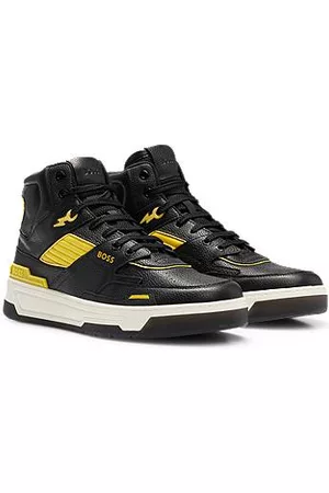 HUGO BOSS Man Sneakers - High-top basketball-inspired trainers in leather