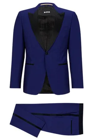 Slim-fit tuxedo suit in a melange wool blend