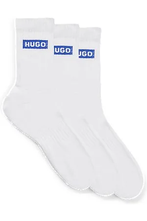HUGO BOSS Three-pack of short socks with blue logos