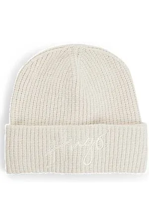 HUGO BOSS Ribbed beanie hat with embroidered handwritten logo
