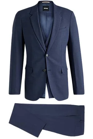 HUGO BOSS Slim-fit three-piece suit in checked stretch cloth