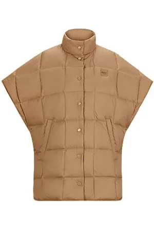 HUGO BOSS Equestrian down cape with fleece-lined pockets