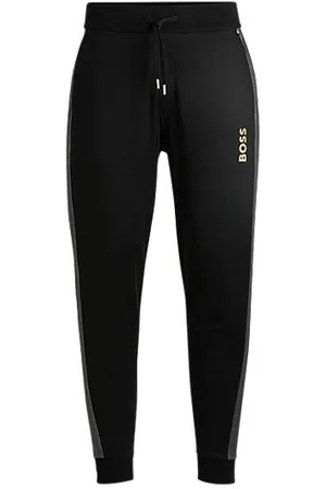 HUGO BOSS Cotton-blend tracksuit bottoms with foil-print logo