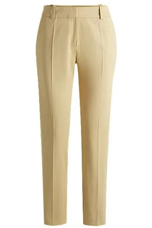 HUGO BOSS Slim-fit cropped trousers with zipped inner hems