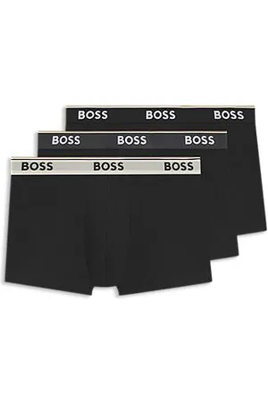 HUGO BOSS Three-pack of stretch-cotton trunks with logo waistbands