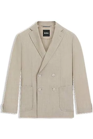 HUGO BOSS Double-breasted blazer in micro-patterned virgin wool