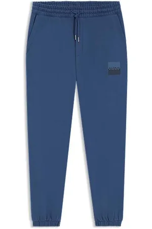 HUGO BOSS Cotton-terry tracksuit bottoms with split logo