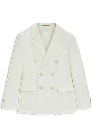 HUGO BOSS Slim-fit blazer in melange cotton and cashmere