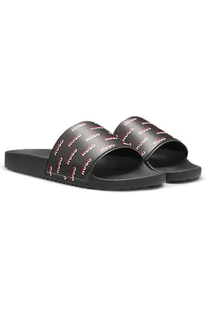 HUGO BOSS Italian-made slides with split-logo uppers