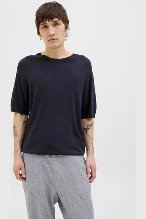 JACK & JONES Enfärgat Stickad T-shirt