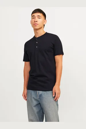 JACK & JONES Enfärgat Kinakrage T-shirt
