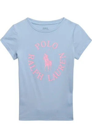 Ralph Lauren T-shirt - Longwood - Ljusblå m. Rosa - - 2 år (92) - T-shirt