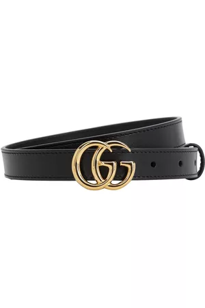 Gucci Schwarzer gesteppter Ledergürtel Marmont mit GG-Schnalle