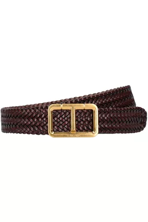 Tom Ford 30mm Woven Leather Scored T Belt
