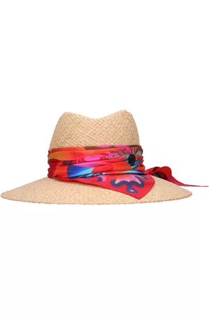 Le Mont St Michel Kate Raffia Hat W/ Silk Scarf