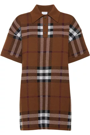 Burberry Carmella Check Wool Knit Mini Polo Dress