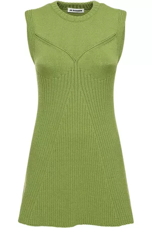 Jil Sander Kvinna Stickade klänningar - Rib Knit Cotton Blend Mini Dress