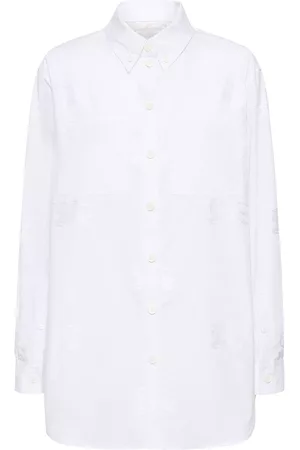 Burberry Kvinna Stickade tröjor - Ivanna Logo Jacquard Cotton Blend Shirt