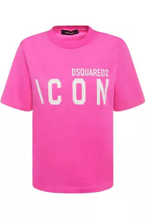 Dsquared2 Kvinna T-shirts - Icon Logo Print Cotton Jersey T-shirt