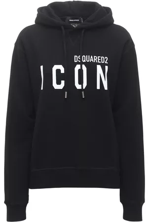 Dsquared2 Kvinna Hoodies - Icon Logo Print Cotton Jersey Hoodie
