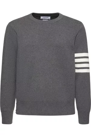 Thom Browne Man Stickade tröjor - Milano Stitch Knit Cotton Crew Sweater