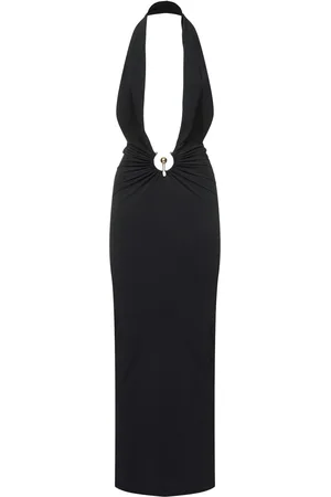 CHRISTOPHER ESBER Pierced Orbit Long Lycra Halter Dress