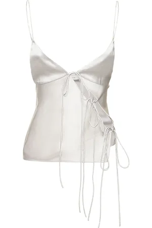 CHRISTOPHER ESBER Cutout Silk Satin Top W/ Chain Straps