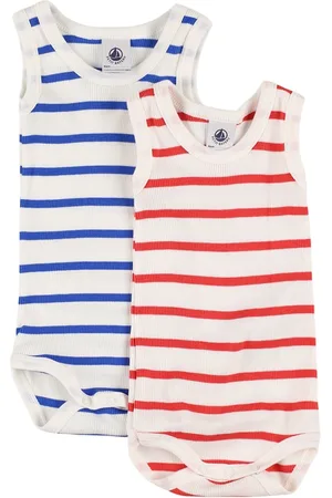 Petit Bateau Set Of 2 Striped Cotton Jersey Bodysuits