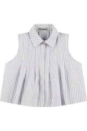 TANGERINE Pleated Cotton Blend Poplin Shirt