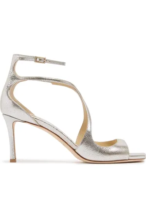 Jimmy Choo 75mm Azia Glittered Leather Sandals
