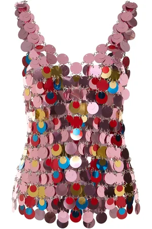 Paco rabanne Round Sequined Mesh Top