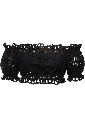 ERMANNO SCERVINO Cotton Blend Off-shoulder Crop Top