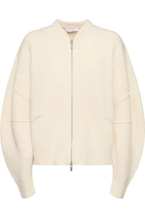 Helmut Lang Rib Knit Wool Blend Sweater W/ Zip