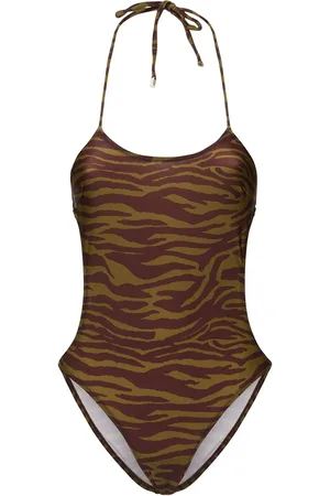 The Attico Zebra Print Lycra One Piece Swimsuit
