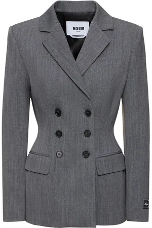 Msgm Fitted Double Breast Wool Blend Jacket