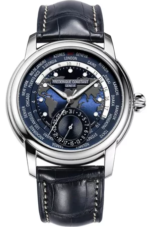 Frederique Constant Man Klockor - Uomo - FC -718Nwm4H6 - Tillverkning WorldTimer 42mm GMT läderband