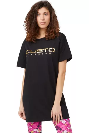 Custo Barcelona Kvinna T-shirts - Black Cotton Tops & T-Shirt , Dam